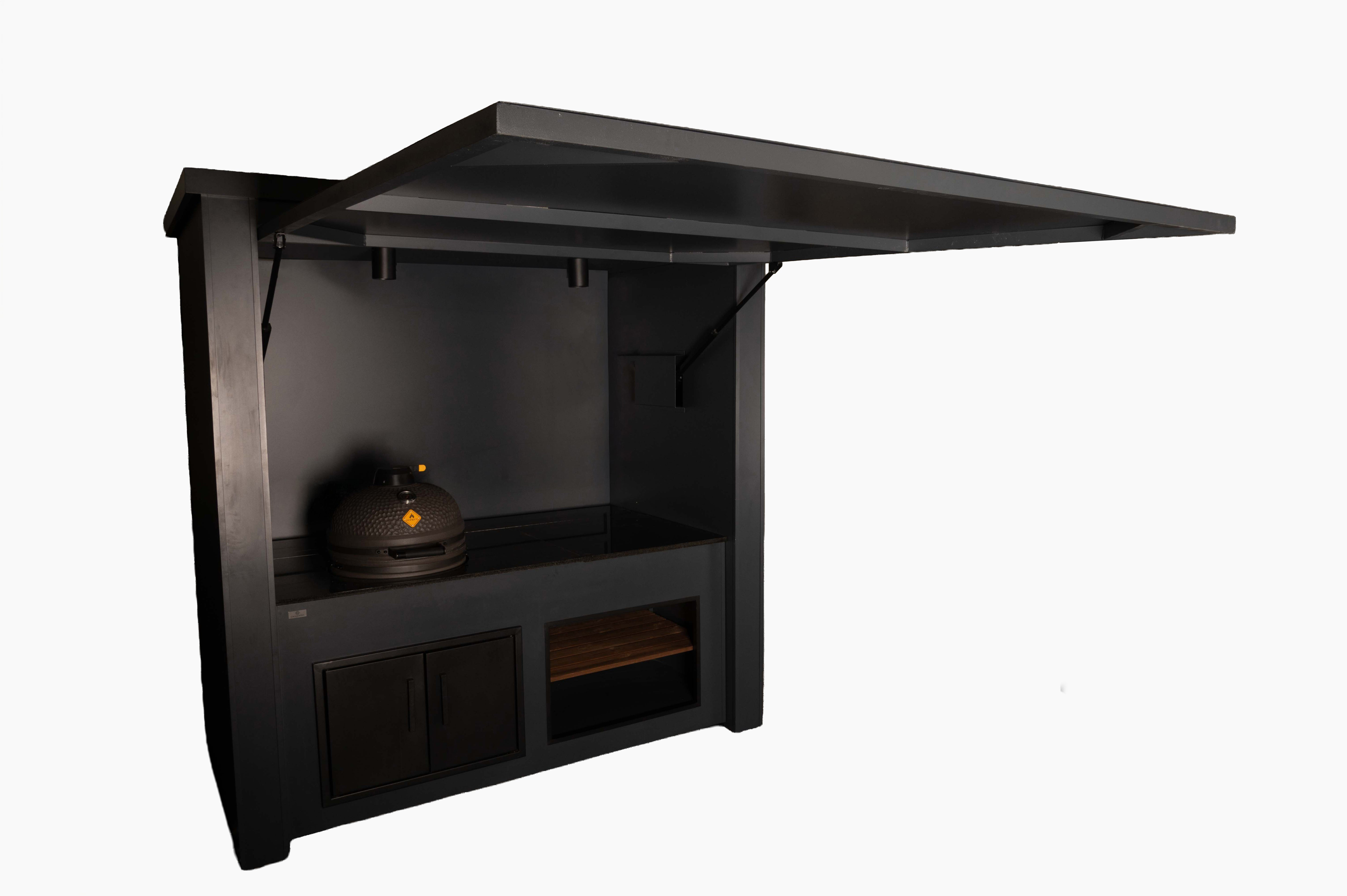 Grillandia Single Kamado Cabana Outdoor Kitchen with Covered Cooking Station