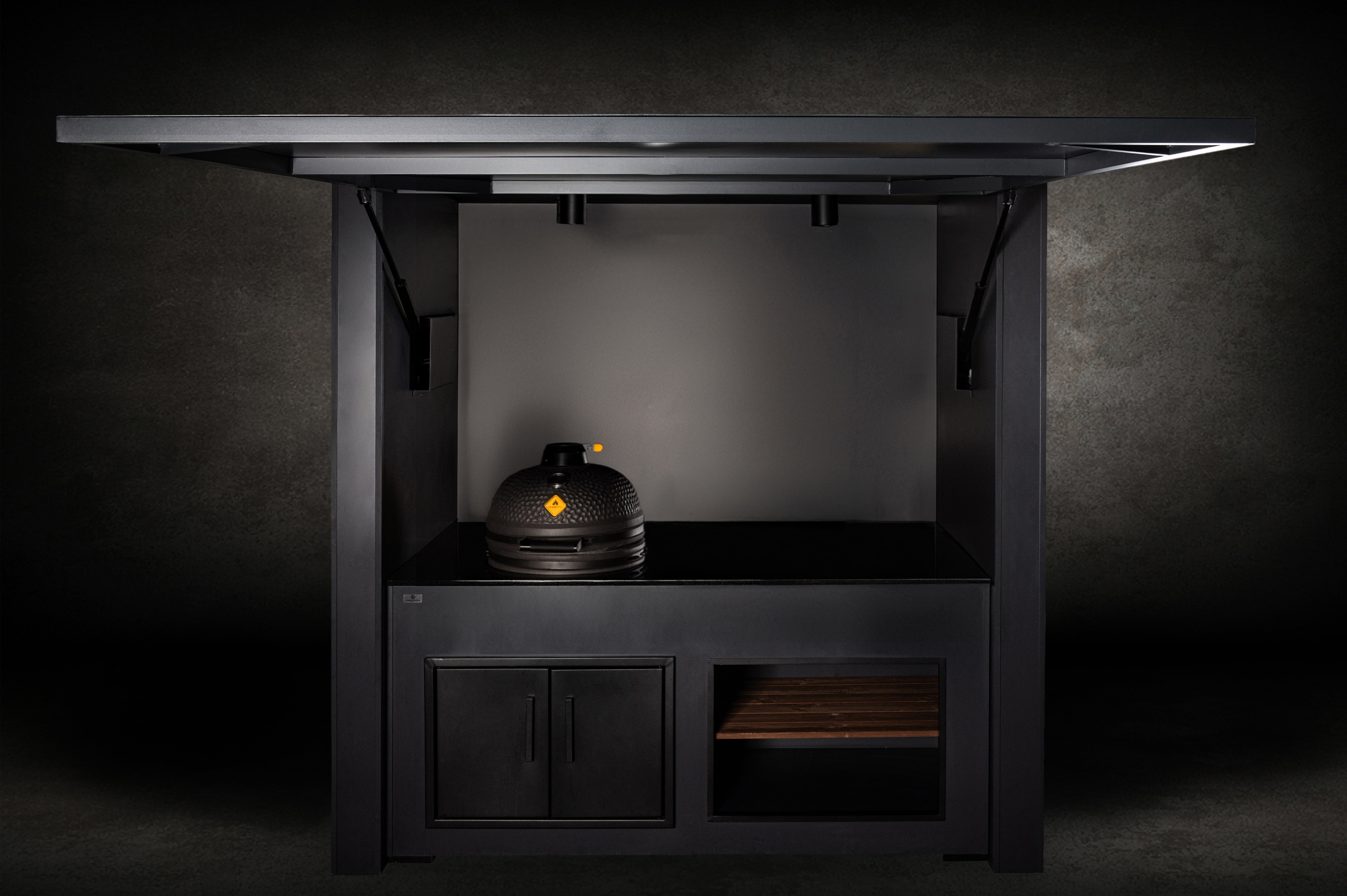 Grillandia Single Kamado Cabana Outdoor Kitchen with Covered Cooking Station