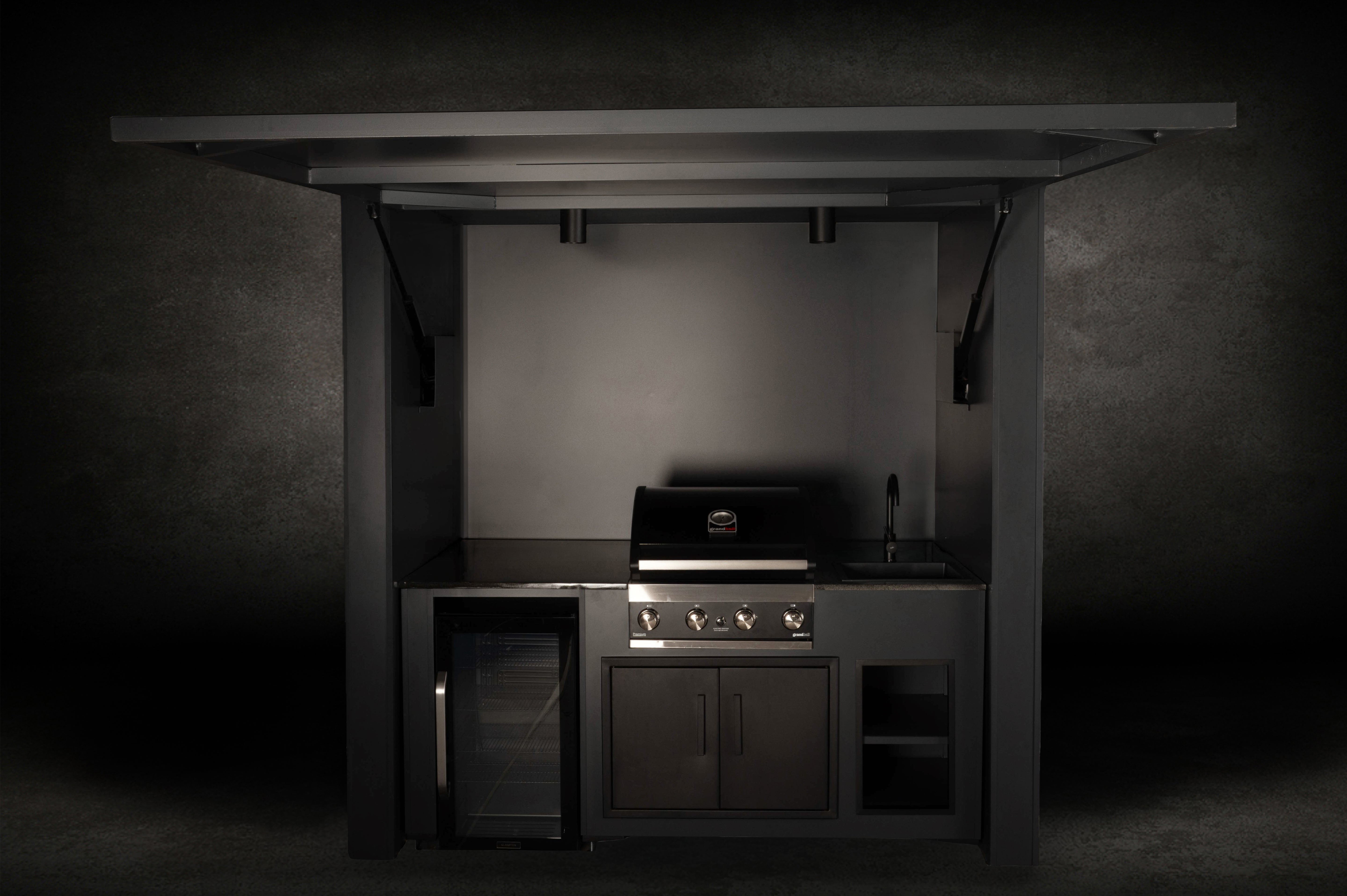 Grillandia Single Multi Cabana Outdoor Kitchen with Covered Cooking & Prep Station