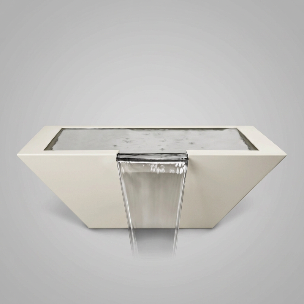 Maya powder-coated water bowl in Soft White on a soft gray background