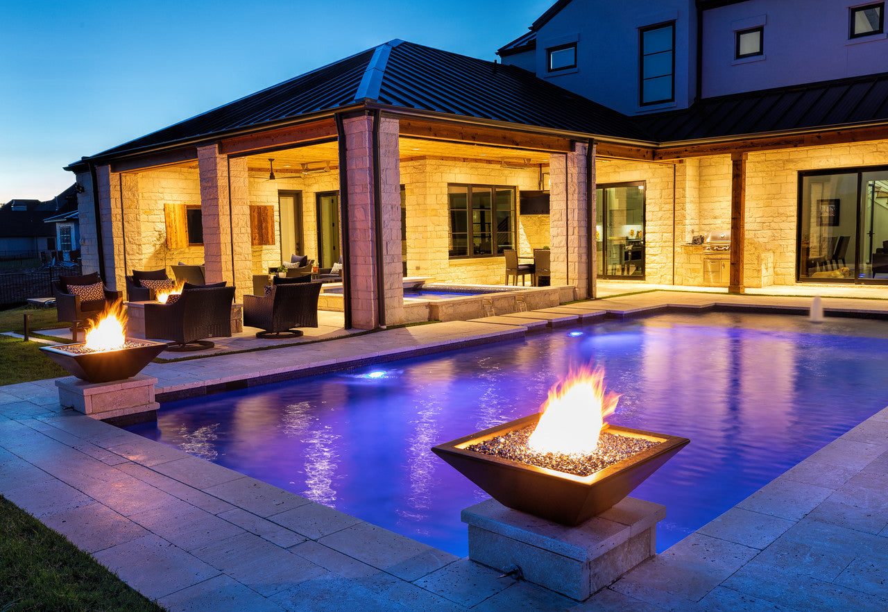 The Outdoor Plus - 24" Square Maya GFRC Fire & Water Bowl