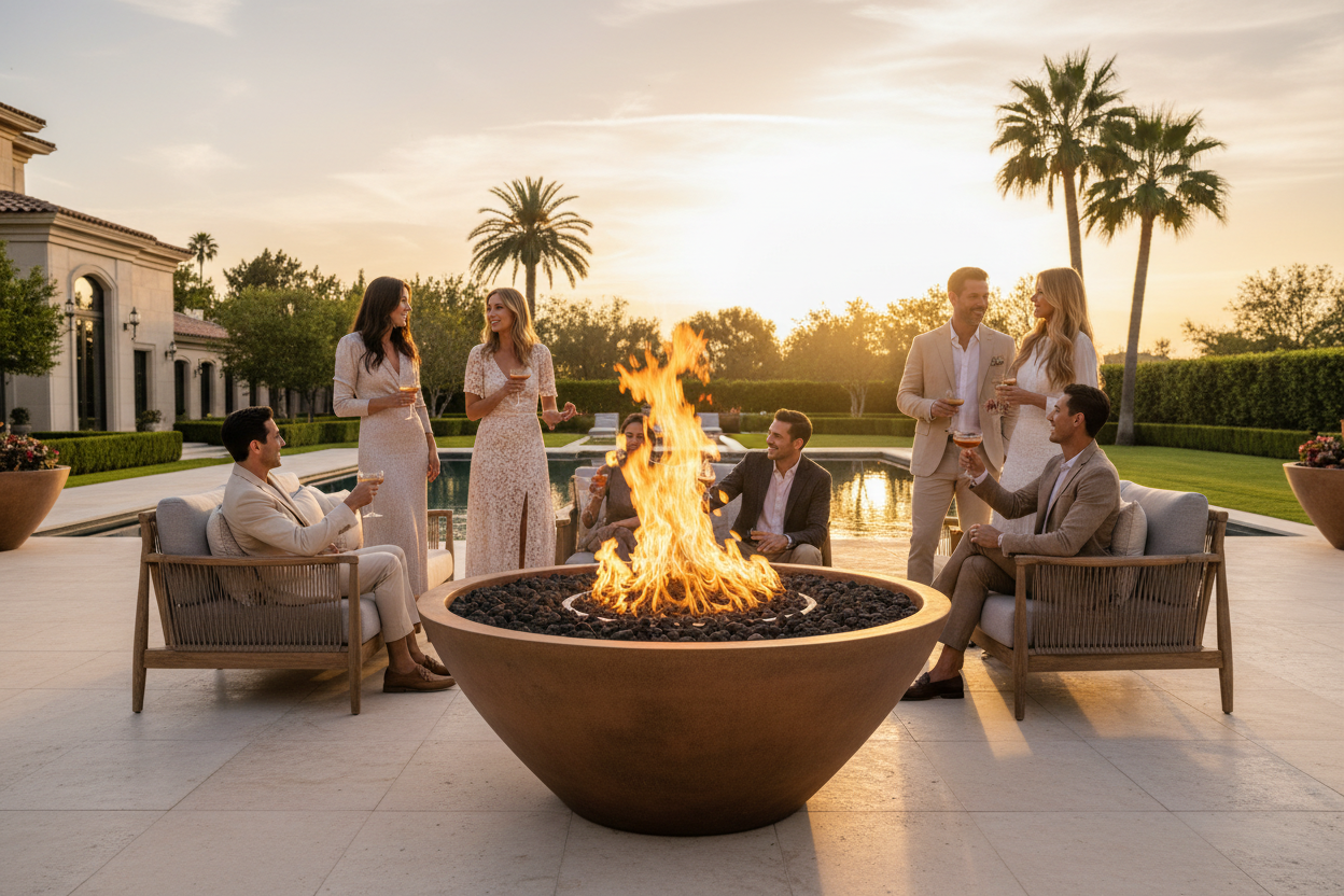 The Outdoor Plus - 48" Round Cazo Fire Bowl GFRC Concrete