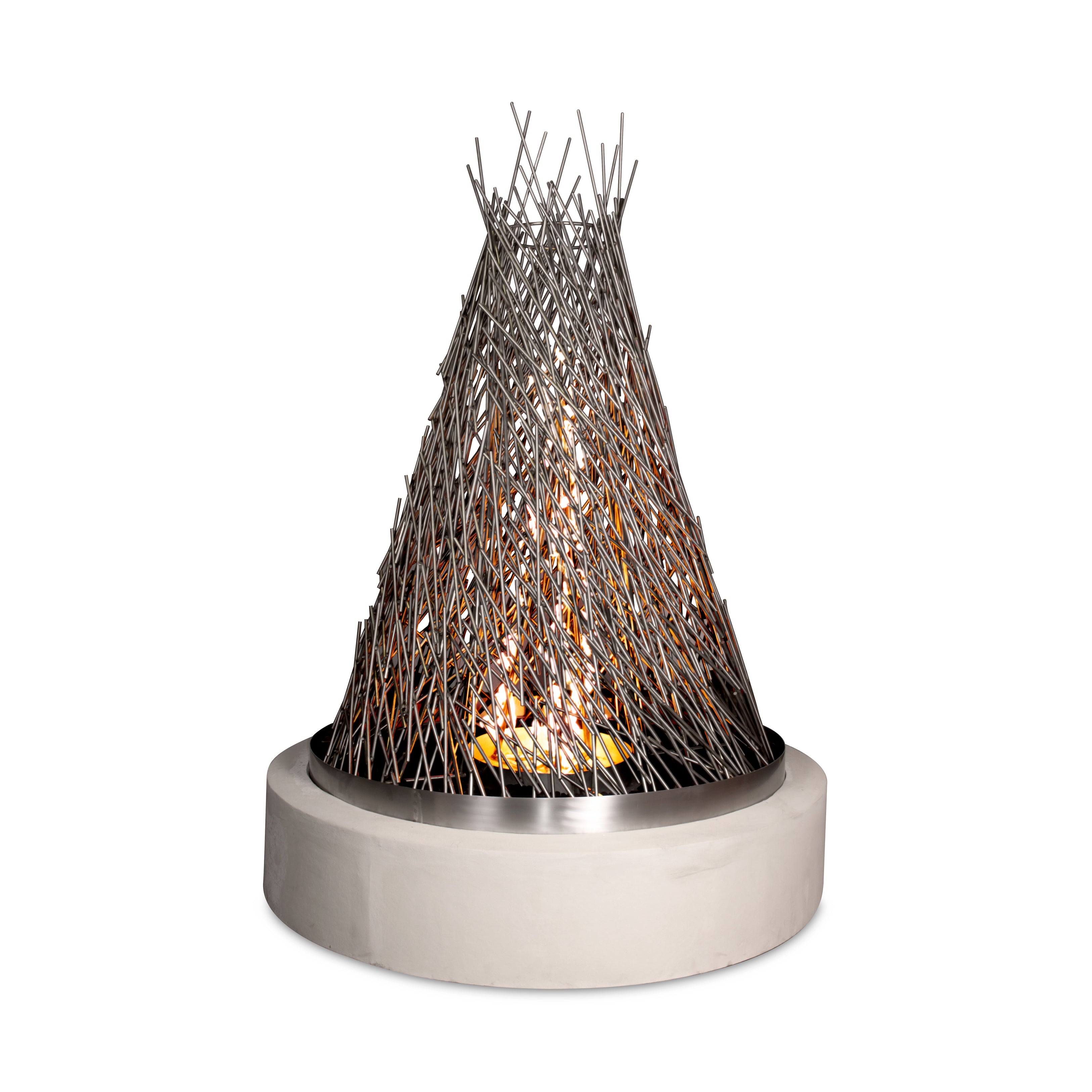 The Outdoor Plus 48" Round Hay Stack Fire Tower — Stainless Steel