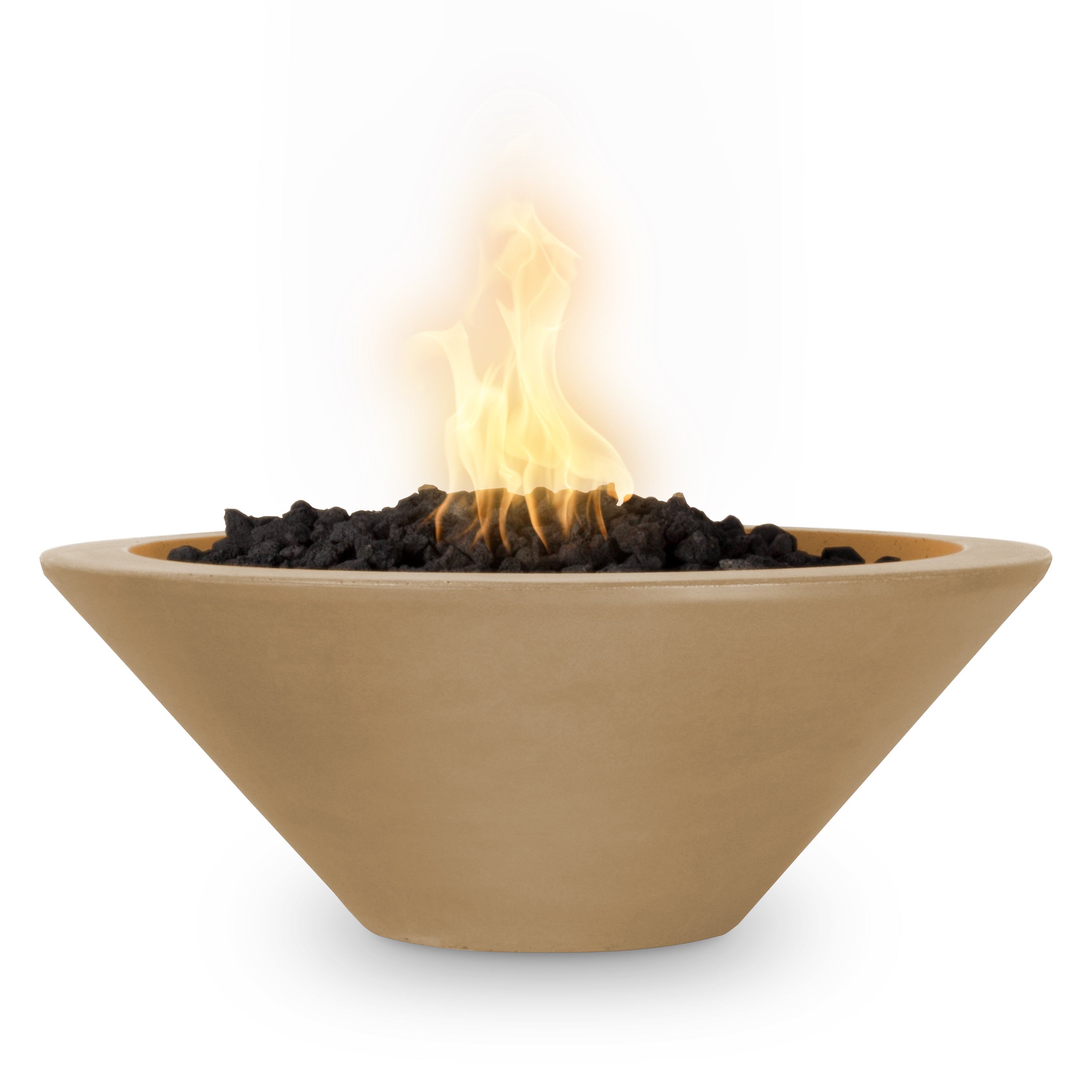 Outdoor Plus Round Cazo Fire Bowl in GFRC Concrete – Brown finish