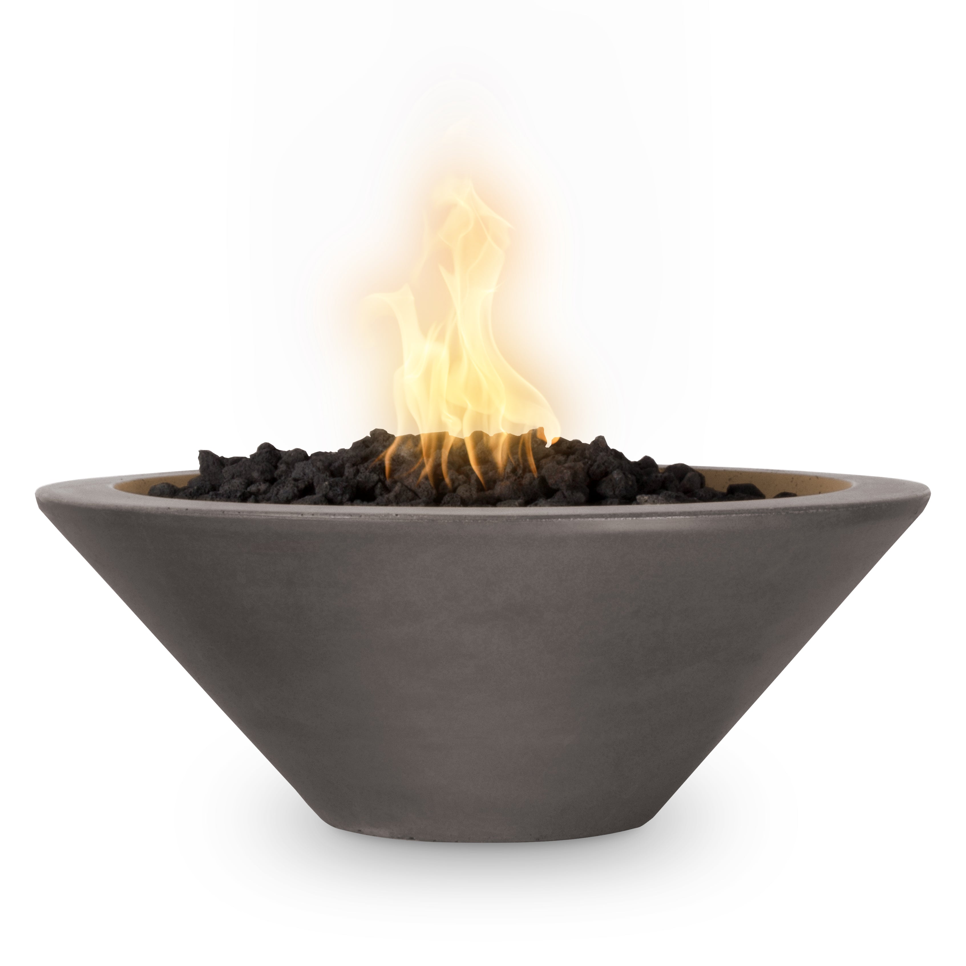 Outdoor Plus Round Cazo Fire Bowl in GFRC Concrete – Chestnut finish