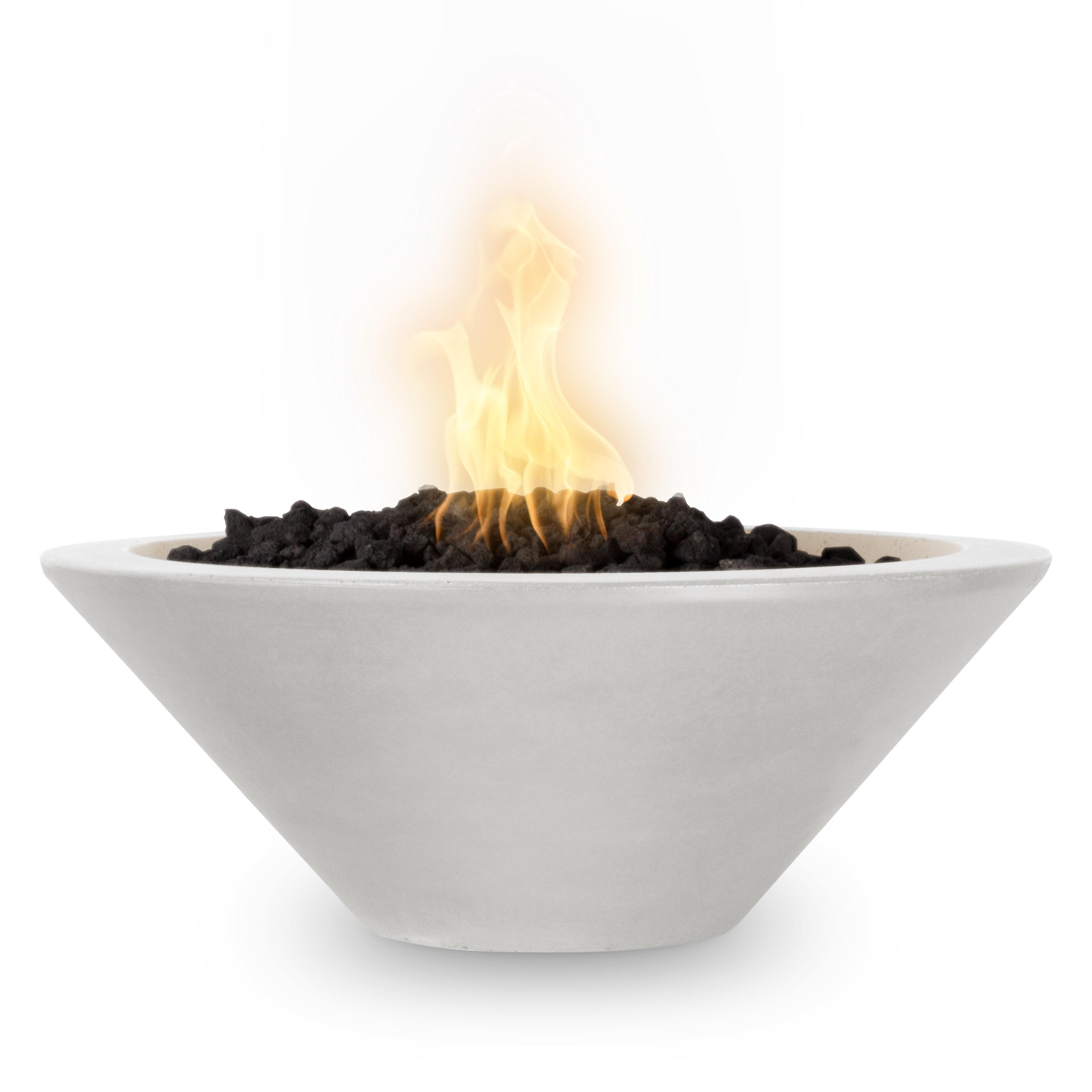 Outdoor Plus Round Cazo Fire Bowl in GFRC Concrete – Limestone finish