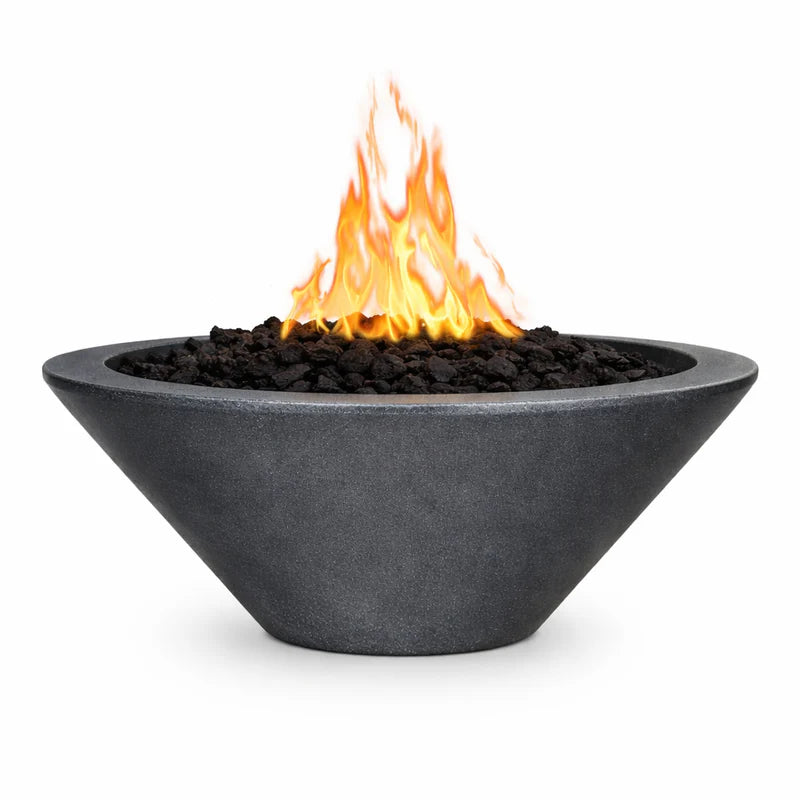 Outdoor Plus Round Cazo Fire Bowl in GFRC Concrete – Metallic Slate finish