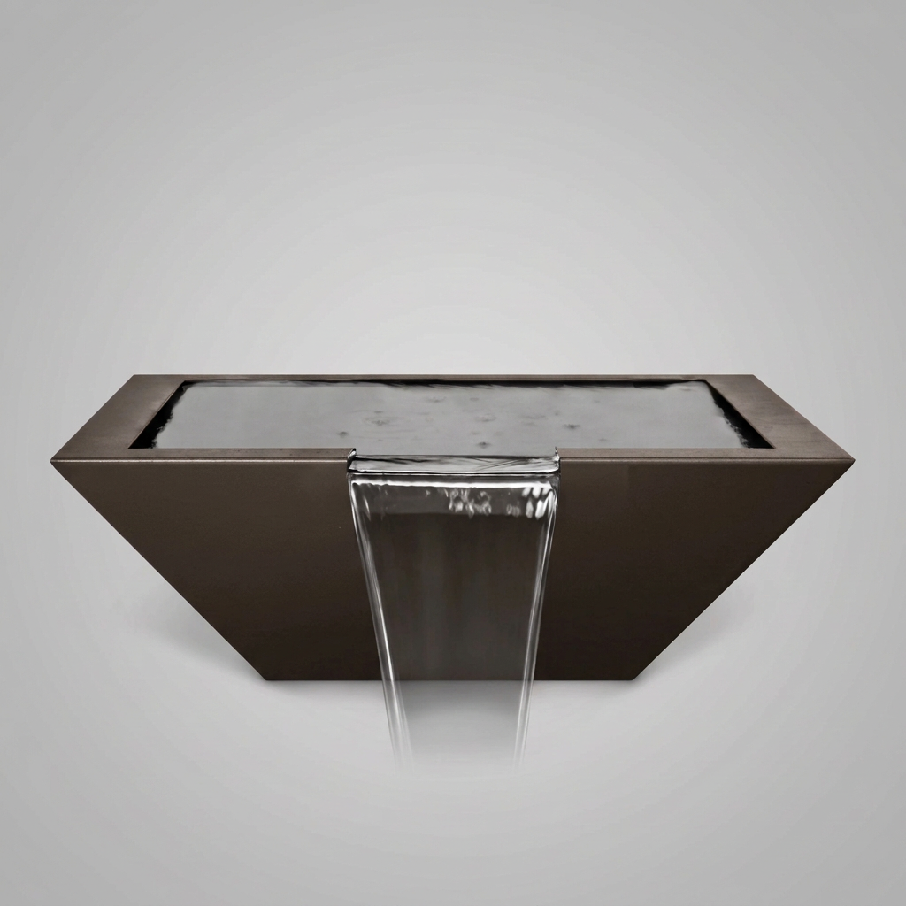 Maya powder-coated water bowl in Trophy Bronze on a soft gray background