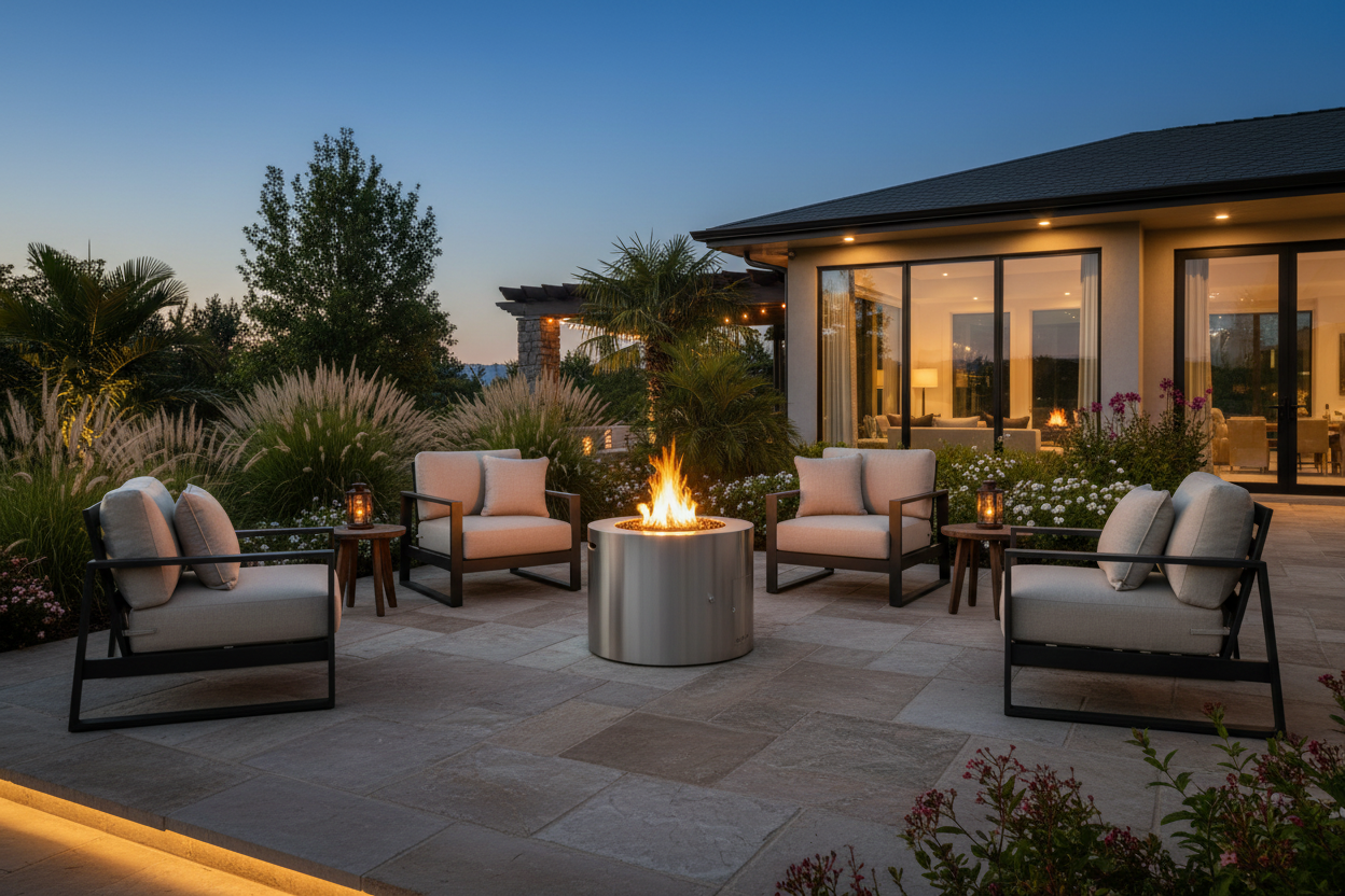 Unity Fire Pit – Stone Terrace Lifestyle