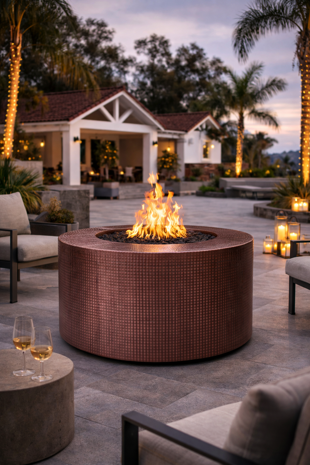 The Outdoor Plus - Unity Hammered Copper Fire Pit -24" Tall