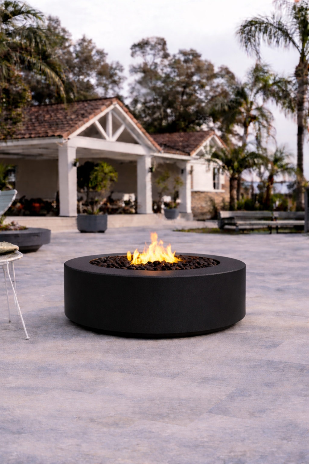 The Outdoor Plus - Unity Fire Pit – Powder Coated Steel - 18" Tall -Match Lit with Flame Sense System | Black Powder Coat