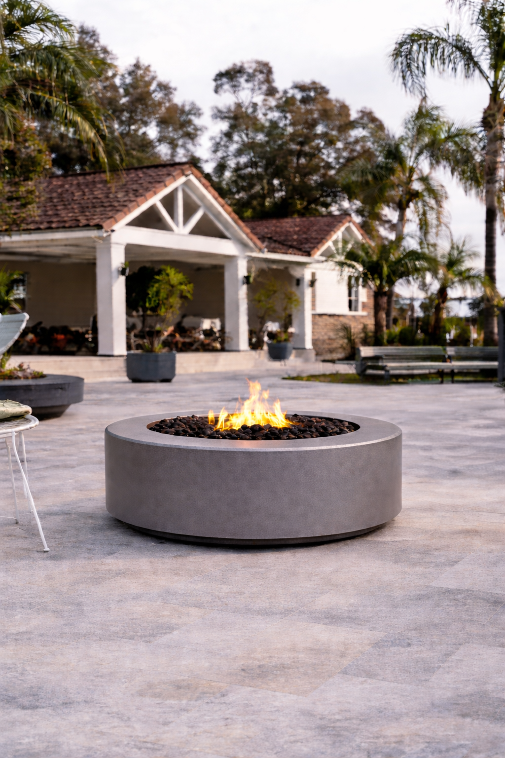 The Outdoor Plus - Unity Fire Pit – Powder Coated Steel - 18" Tall - Match Lit with Flame Sense System | Gray Vein Powder Coat