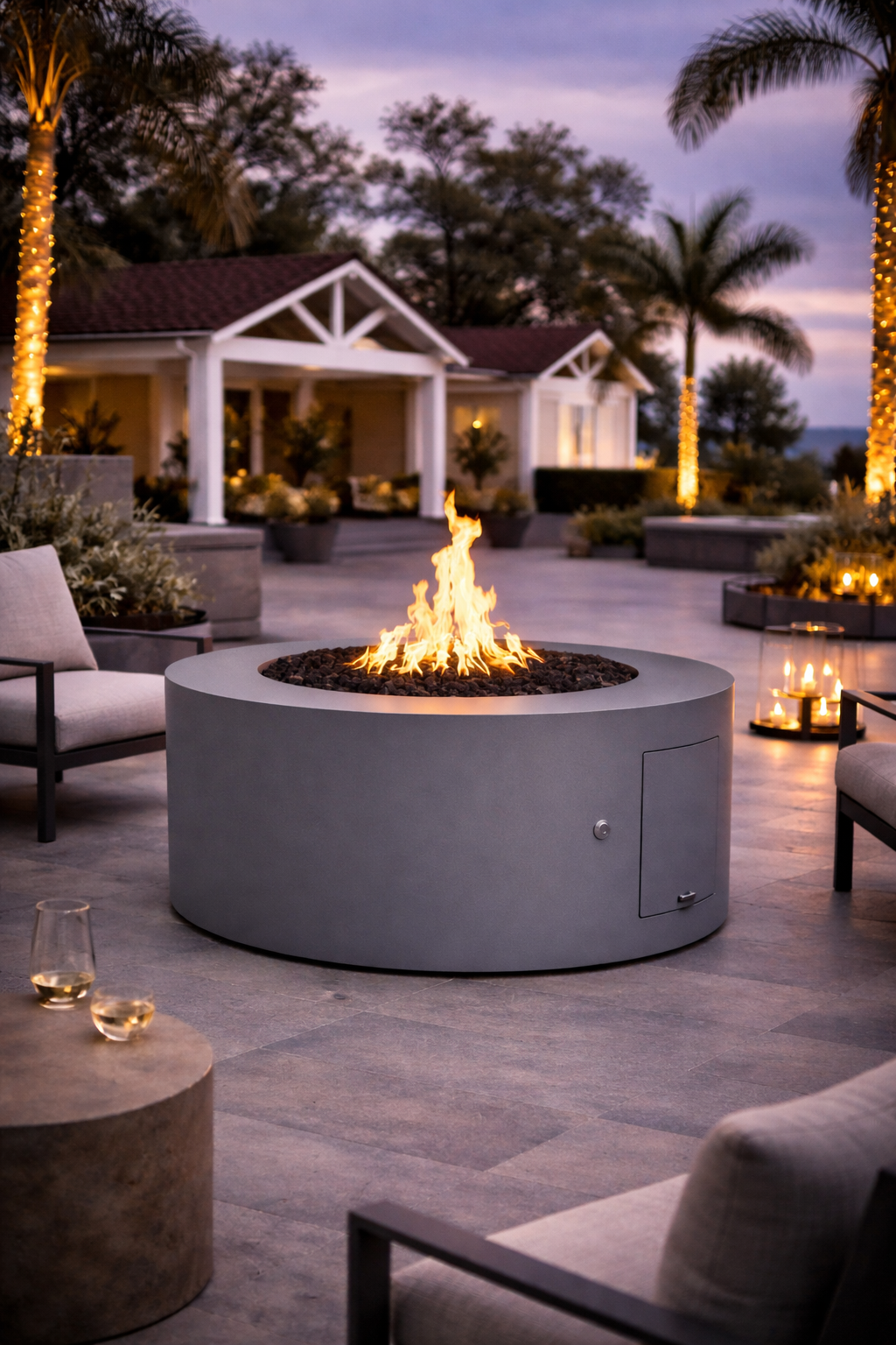 The Outdoor Plus - Unity Fire Pit – Powder Coated Steel - 24" Tall | Gray Vein Powder Coat