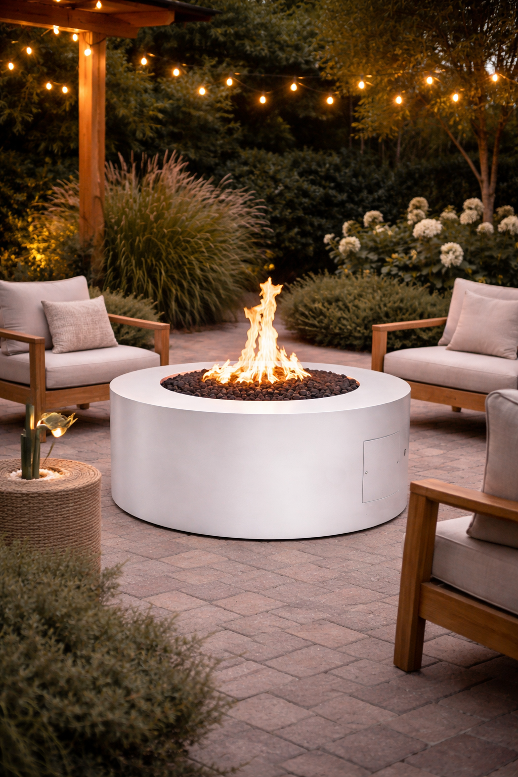The Outdoor Plus Unity - Fire Pit – Powder Coated Steel - 24" Tall | Pewter Vein Powder Coat