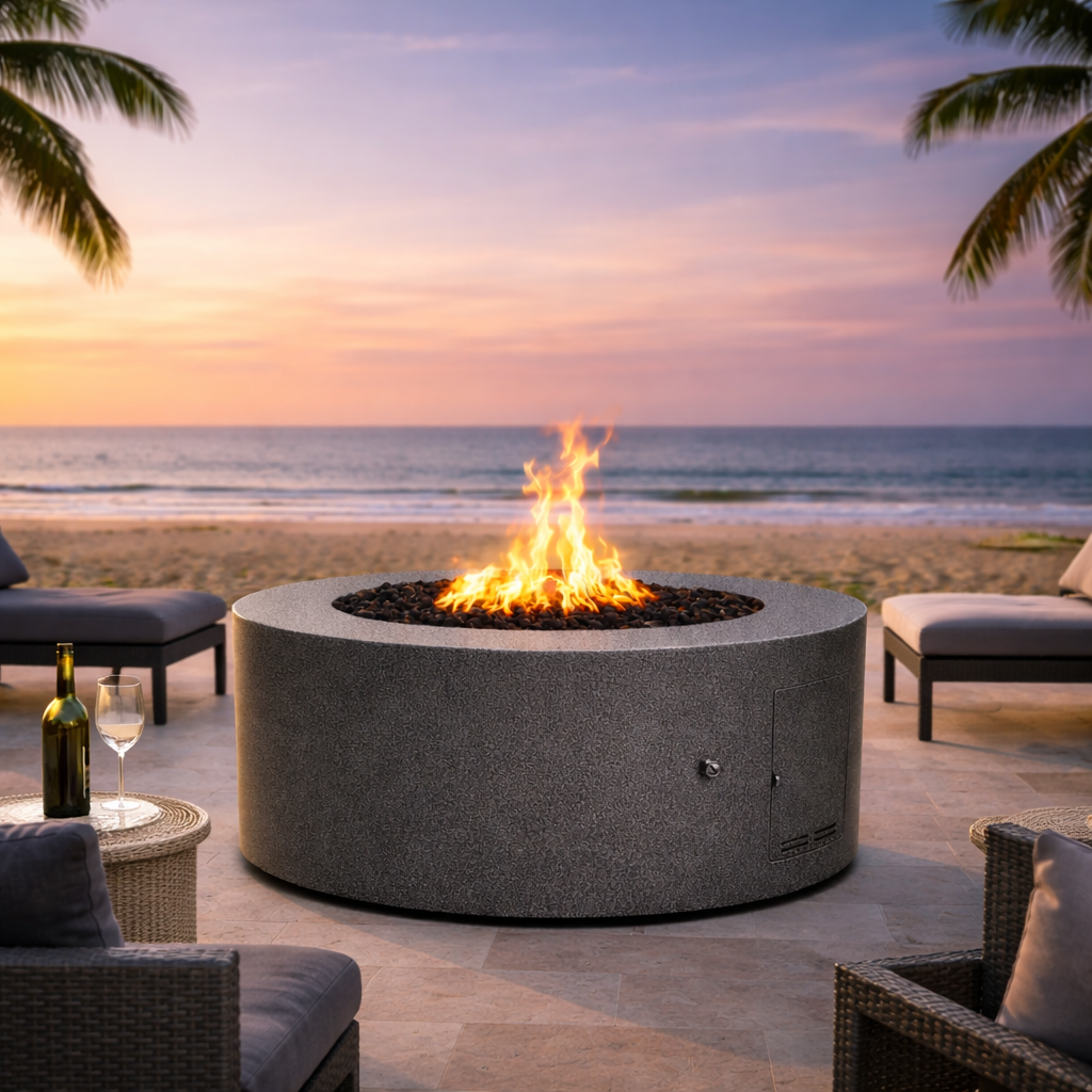 The Outdoor Plus -  Unity Fire Pit – Powder Coated Steel - 24" Tall | Silver Vein Powder Coat