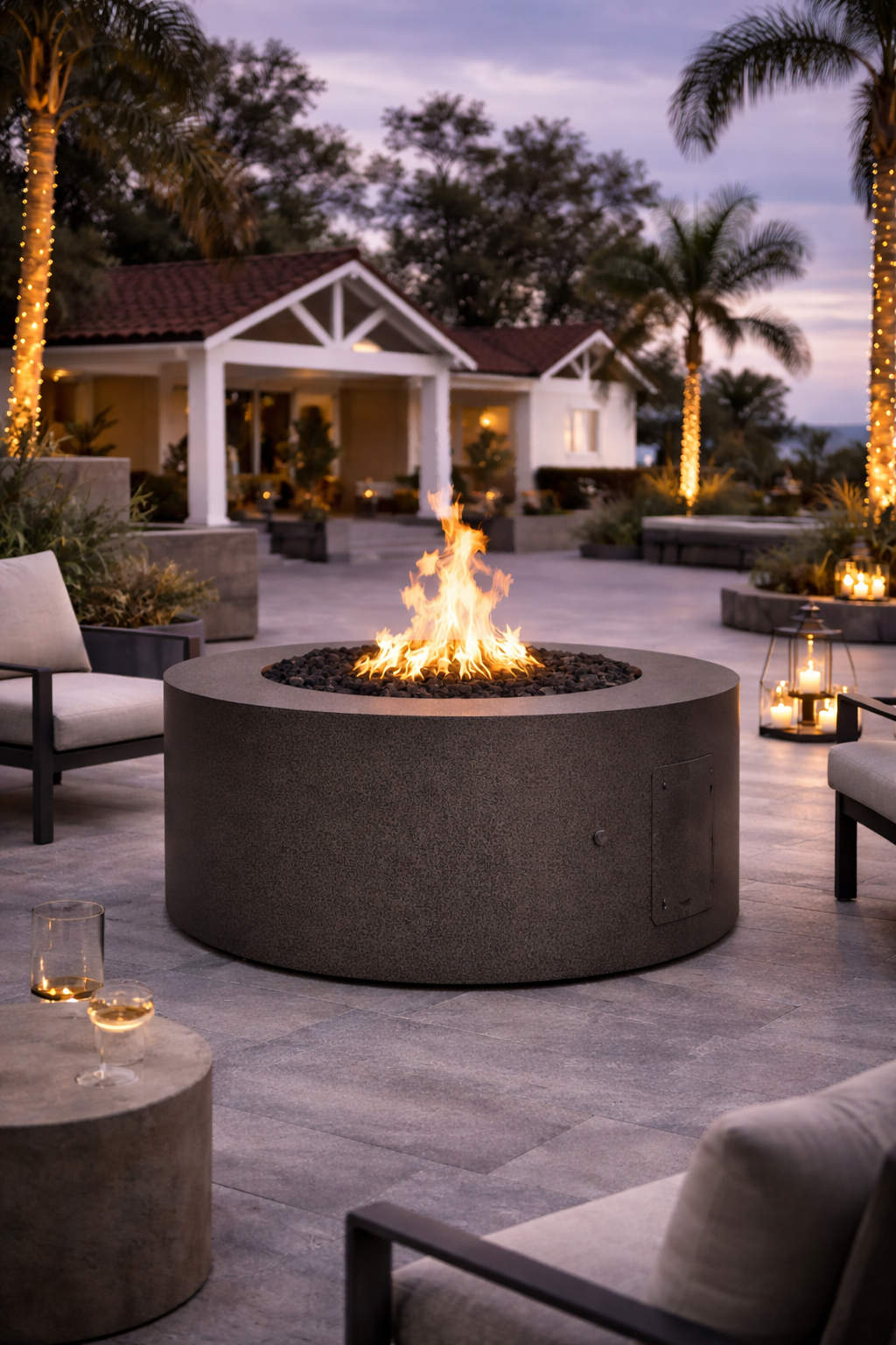 The Outdoor Plus -  Unity Fire Pit – Powder Coated Steel - 24" Tall | Silver Vein Powder Coat