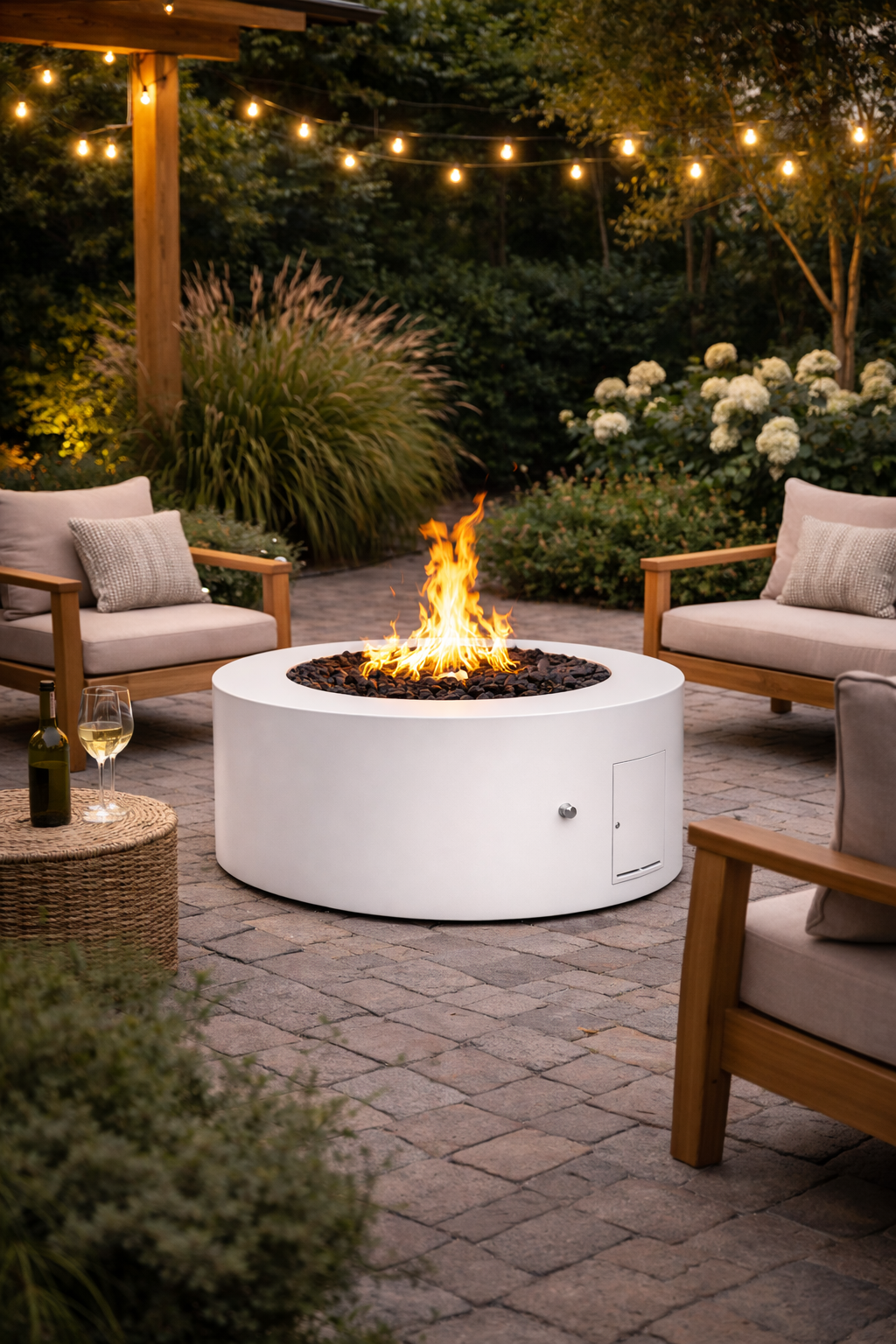 The Outdoor Plus Unity -  Fire Pit – Powder Coated Steel - 24" Tall | White Powder Coat