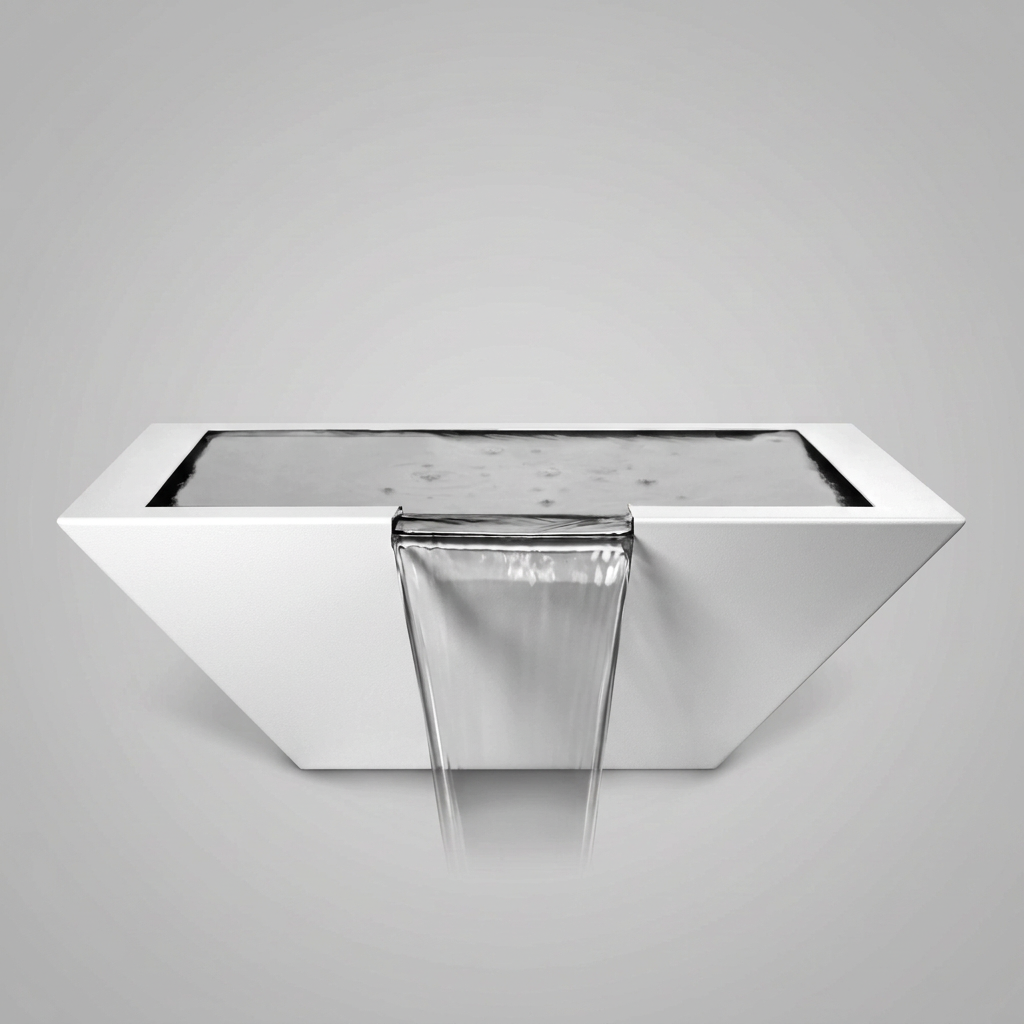Maya powder-coated water bowl in White on a soft gray background