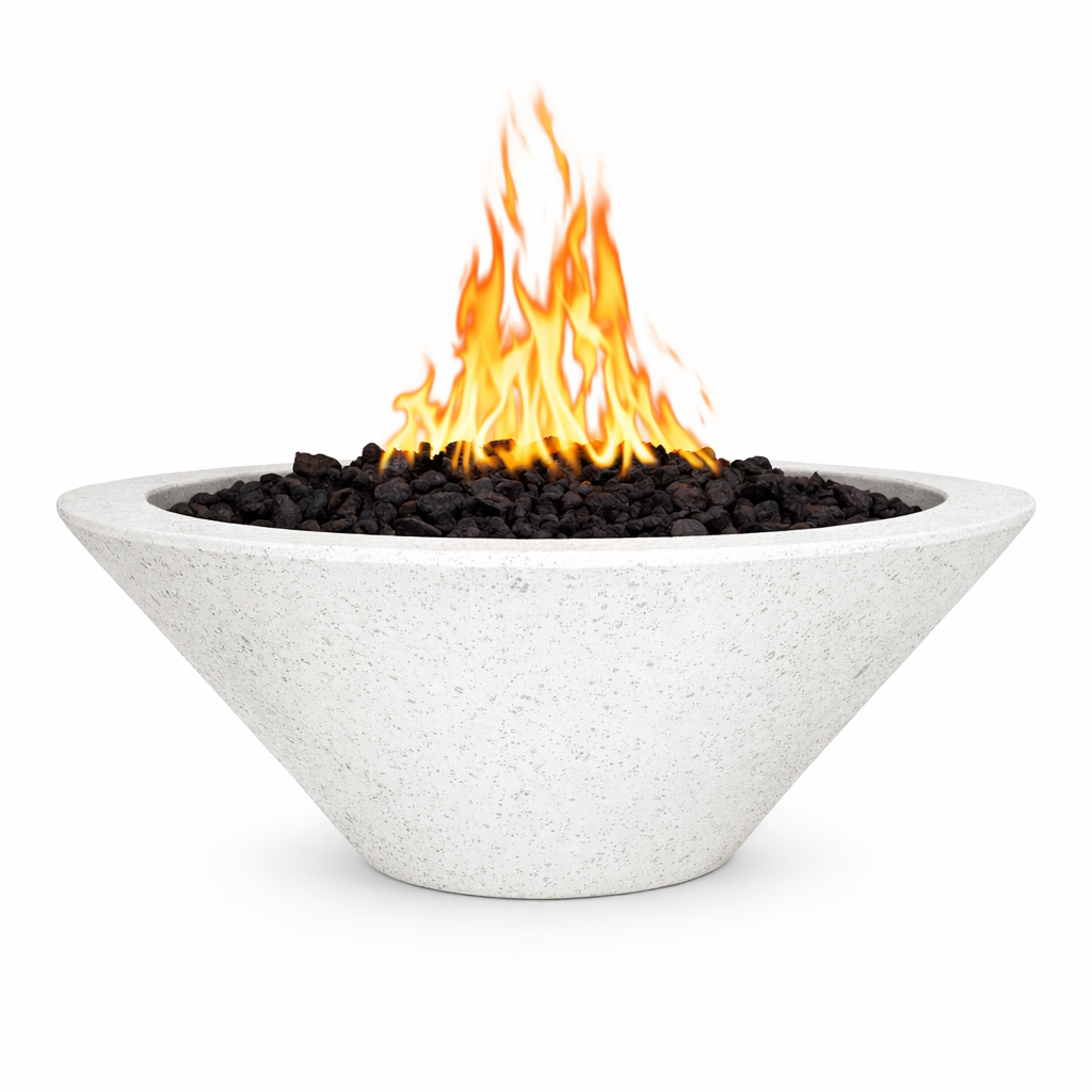 The Outdoor Plus Round Cazo GFRC Concrete Fire Bowl - White