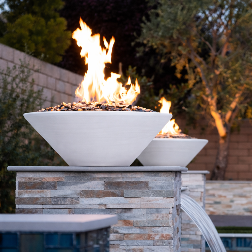 The Outdoor Plus - Round Cazo Powder Coated Metal Fire Bowl - White