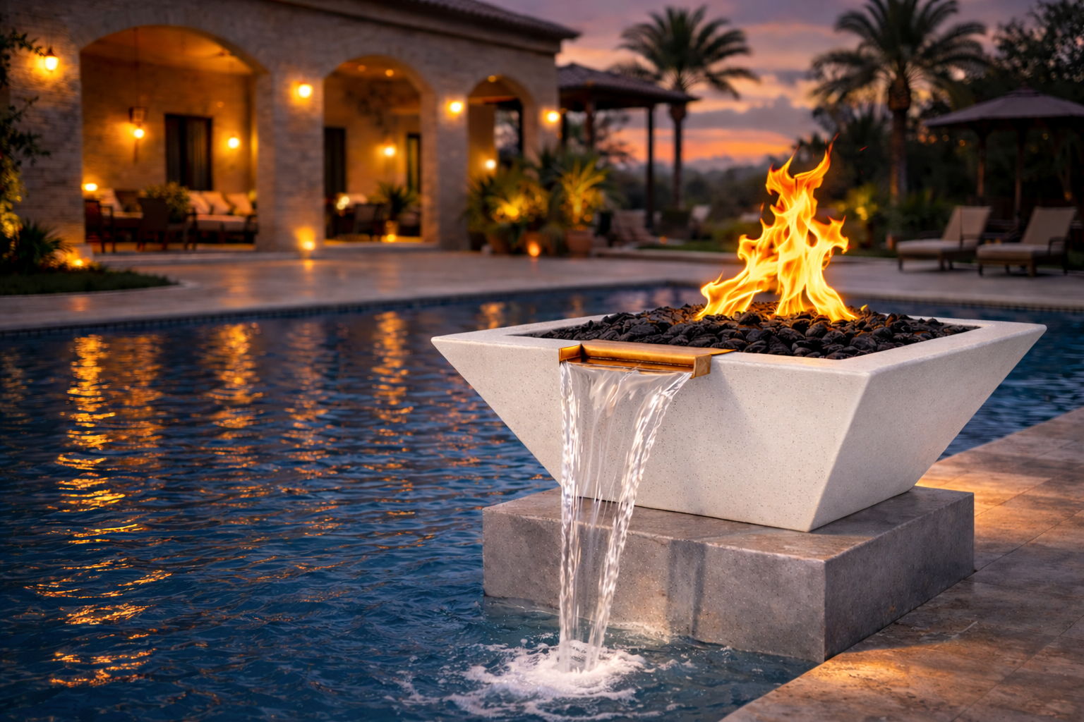 The Outdoor Plus - Maya GFRC Fire & Water Bowl - Limestone White